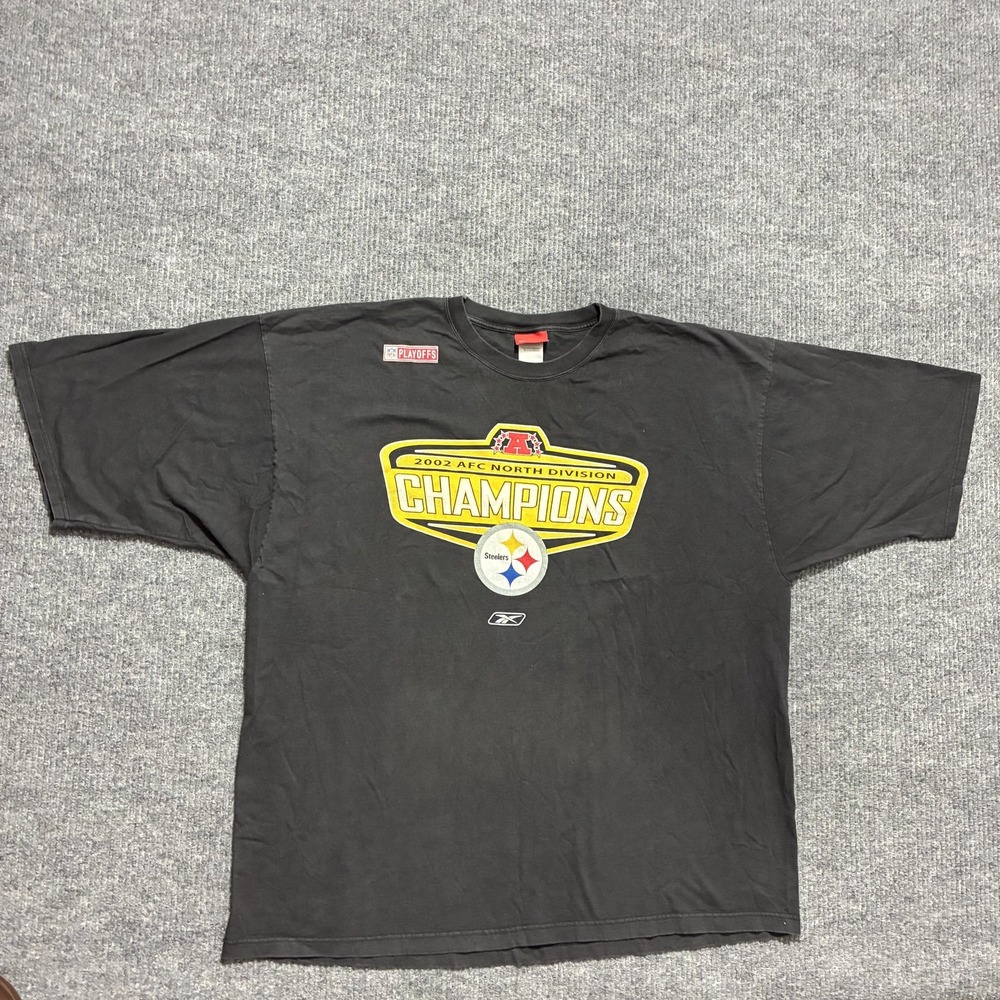 Vintage Pittsburgh Steelers Shirt Mens 3XL NFL‎ Reebok 2002 AFC North Champions